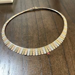 De Cesare Italian Vintage Tri Color flat chain necklace 17 inch